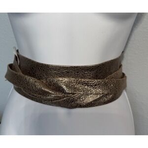 RARE "KOAS PEWTER" Ada Wide Metallic Leather Wrap‎ Belt NEW OLD STOCK